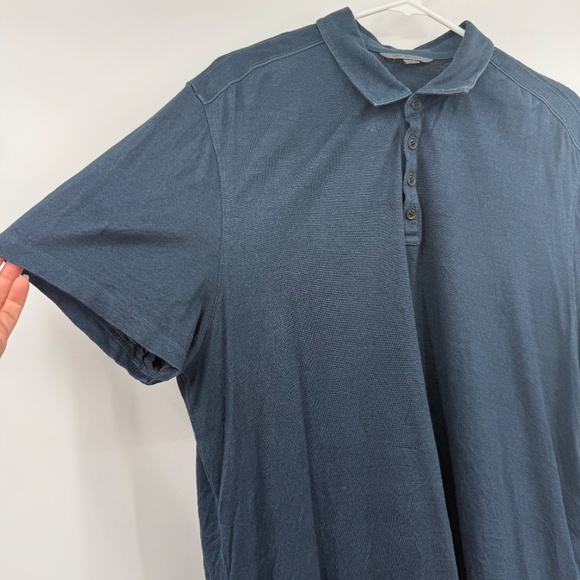 John Varvatos Polo Shirt Men XL Blue Silk Cotton Blend Short Sleeves Casual - Picture 2 of 9